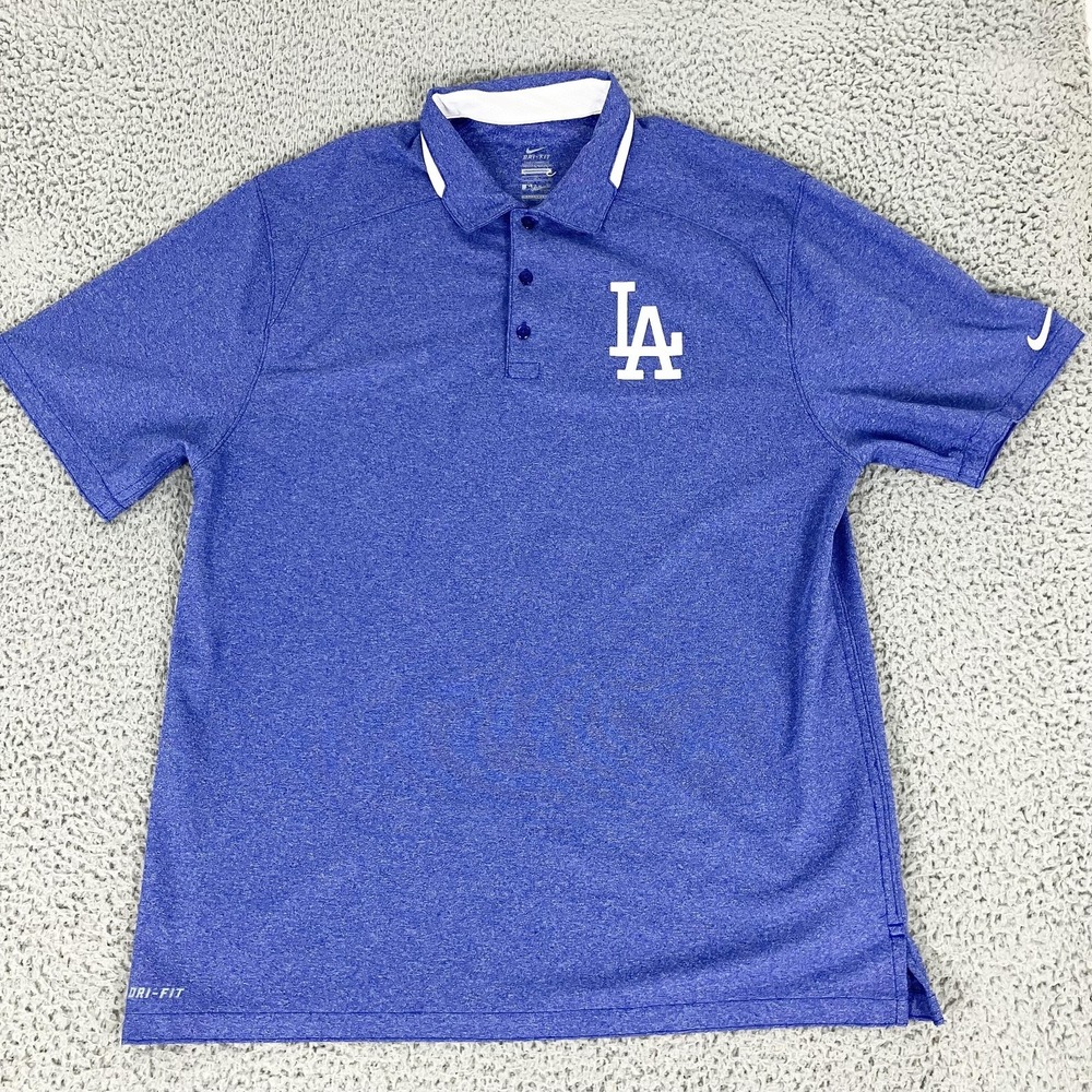 Los Angeles Dodgers Shirt Mens Large Blue MLB Baseball Nike Dri Fit Polo‎